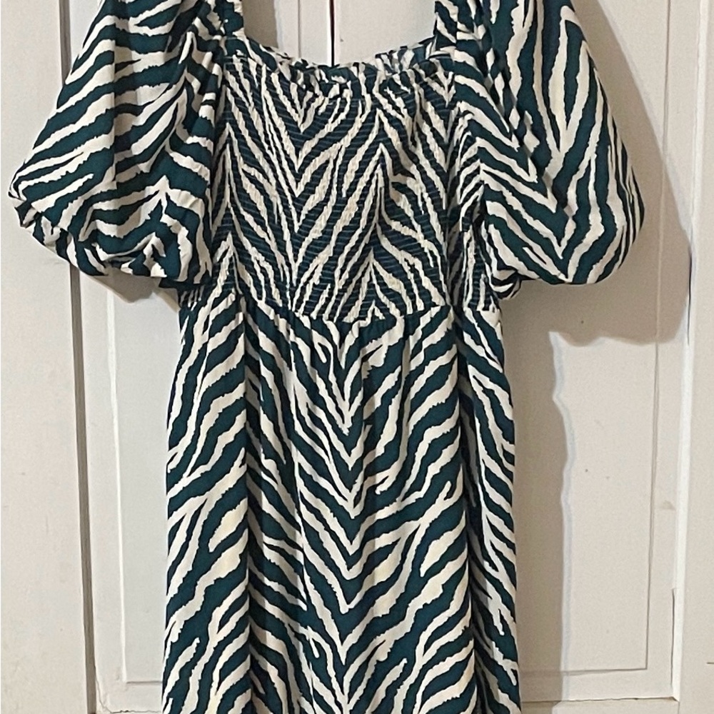 First Love Zebra Print Long Sleeve Dress